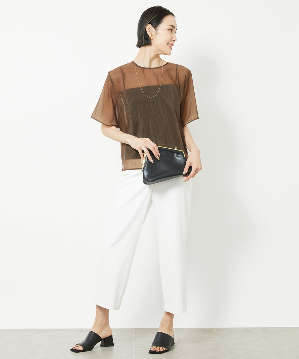 F6LGV17180 MICHEL KLEIN(小さいサイズ)(メゾン ドゥ サンク) [小さいサイズ]ドライストレッチワイドパンツ[定番人気] ネイビー(57)