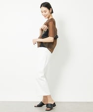 F6LGV17180 MICHEL KLEIN(小さいサイズ)(メゾン ドゥ サンク) [小さいサイズ]ドライストレッチワイドパンツ[定番人気] ネイビー(57)