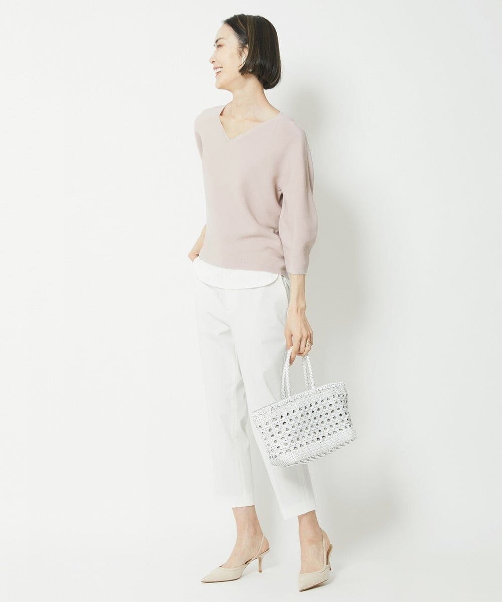 F6LGV28200 MICHEL KLEIN(小さいサイズ)(メゾン ドゥ サンク) [小さいサイズ] ストレッチスリムテーパードパンツ(8分丈/定番人気) イエロー(25)
