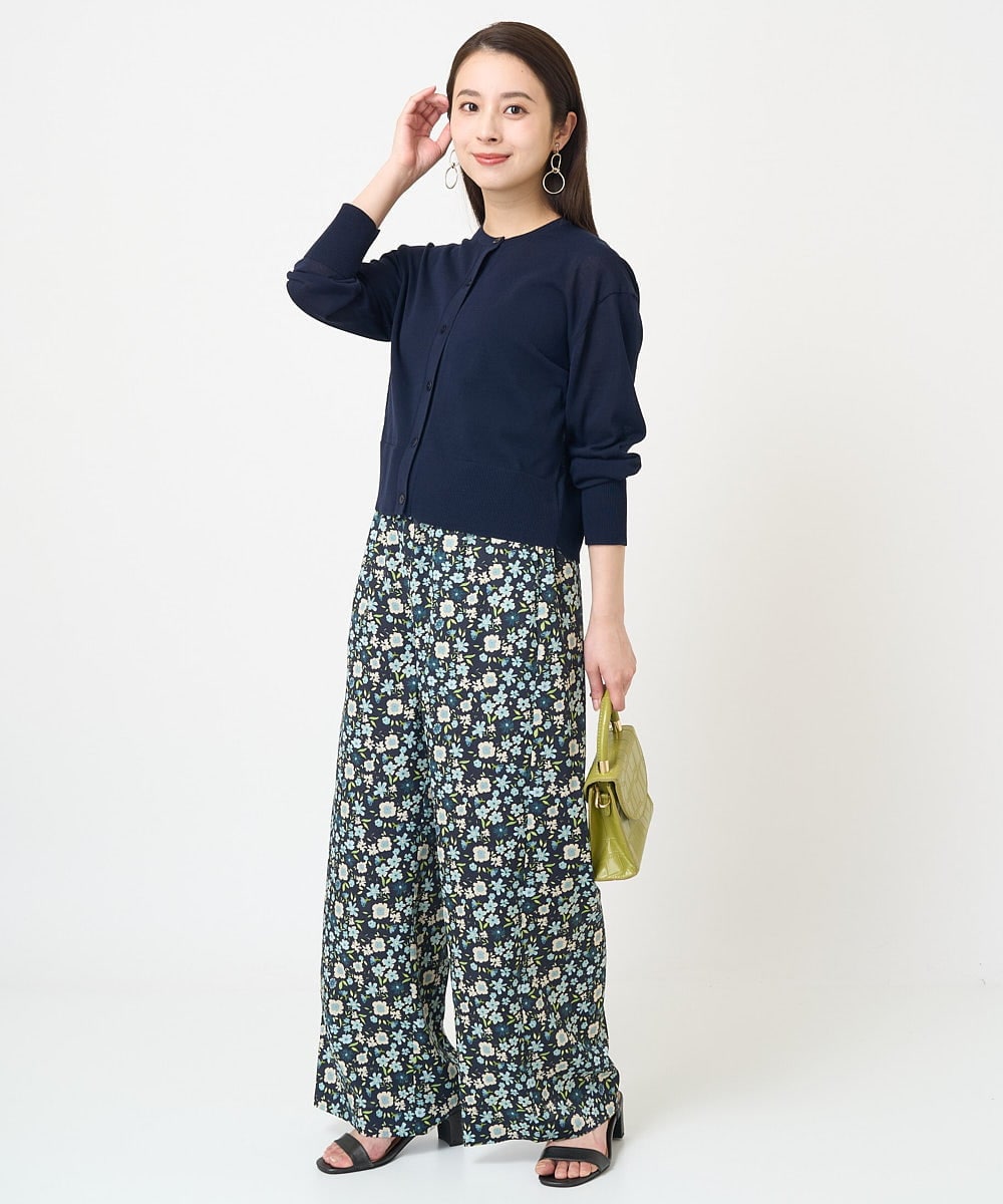 F6LGV45270 MICHEL KLEIN(小さいサイズ)(メゾン ドゥ サンク) [小さいサイズ]フラワープリントリラクシーパンツ(オリジナルプリント) ネイビー系(57)