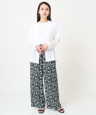 F6LGV45270 MICHEL KLEIN(小さいサイズ)(メゾン ドゥ サンク) [小さいサイズ]フラワープリントリラクシーパンツ(オリジナルプリント) ネイビー系(57)