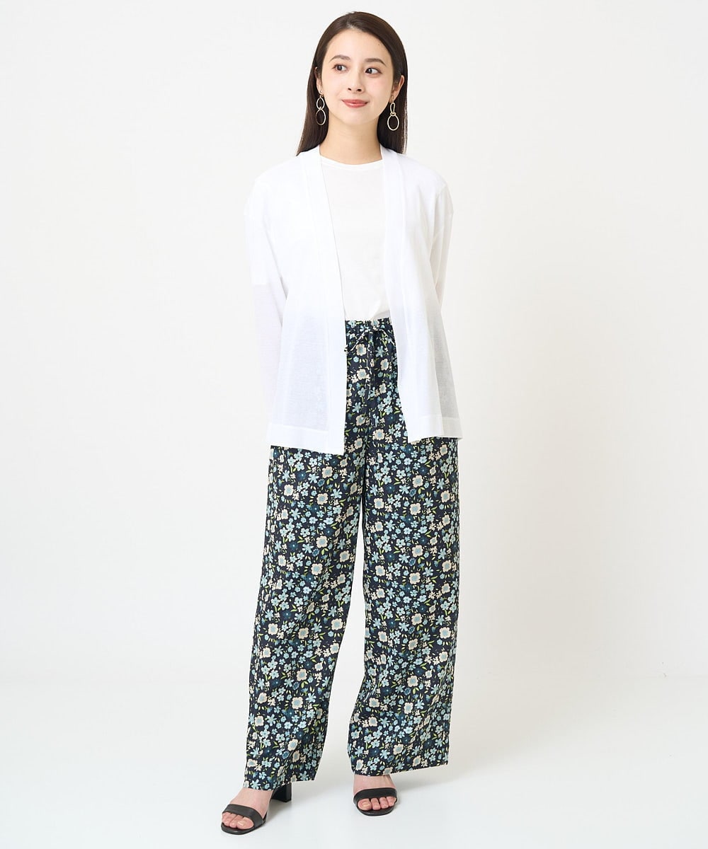 F6LGV45270 MICHEL KLEIN(小さいサイズ)(メゾン ドゥ サンク) [小さいサイズ]フラワープリントリラクシーパンツ(オリジナルプリント) ネイビー系(57)