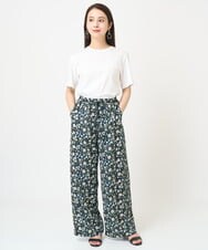 F6LGV45270 MICHEL KLEIN(小さいサイズ)(メゾン ドゥ サンク) [小さいサイズ]フラワープリントリラクシーパンツ(オリジナルプリント) ネイビー系(57)