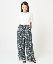 F6LGV45270 MICHEL KLEIN(小さいサイズ)(メゾン ドゥ サンク) [小さいサイズ]フラワープリントリラクシーパンツ(オリジナルプリント) ネイビー系(57)