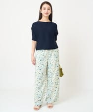 F6LGV45270 MICHEL KLEIN(小さいサイズ)(メゾン ドゥ サンク) [小さいサイズ]フラワープリントリラクシーパンツ(オリジナルプリント) ネイビー系(57)