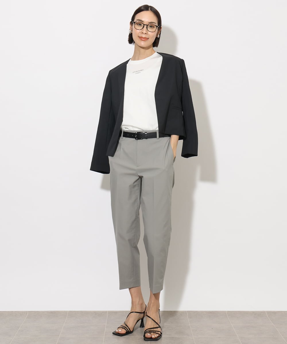 F6LHA05230 MICHEL KLEIN(小さいサイズ)(メゾン ドゥ サンク) [小さいサイズ]ストレッチツイルテーパードパンツ(機能性素材) ダークグレー