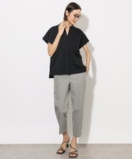 F6LHA05230 MICHEL KLEIN(小さいサイズ)(メゾン ドゥ サンク) [小さいサイズ]ストレッチツイルテーパードパンツ(機能性素材) ダークグレー