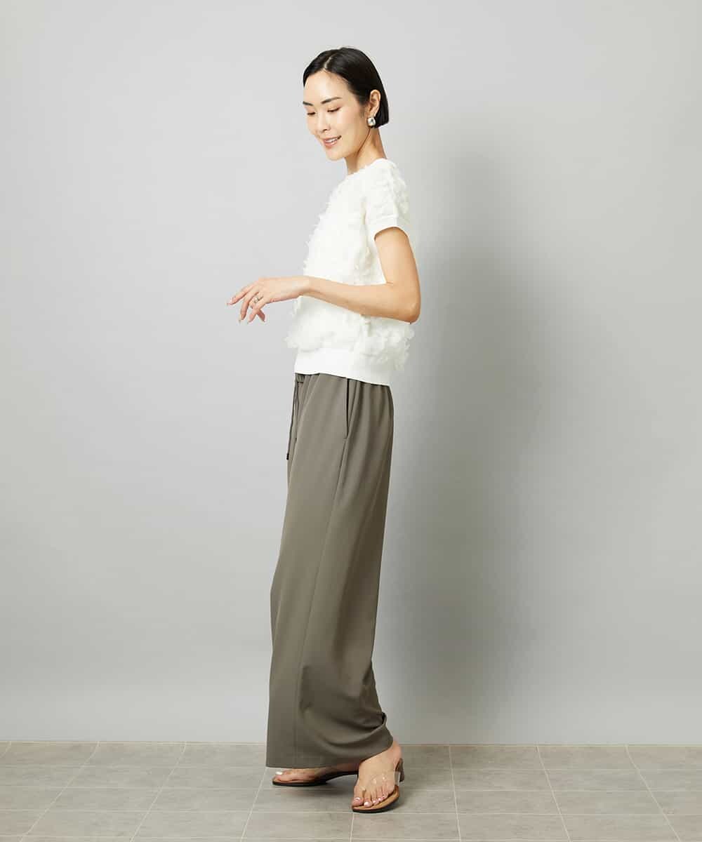 F6LHD02280 MICHEL KLEIN(小さいサイズ)(メゾン ドゥ サンク) [小さいサイズ][リラックスボトム]ドローストリング ワイドパンツ カーキ