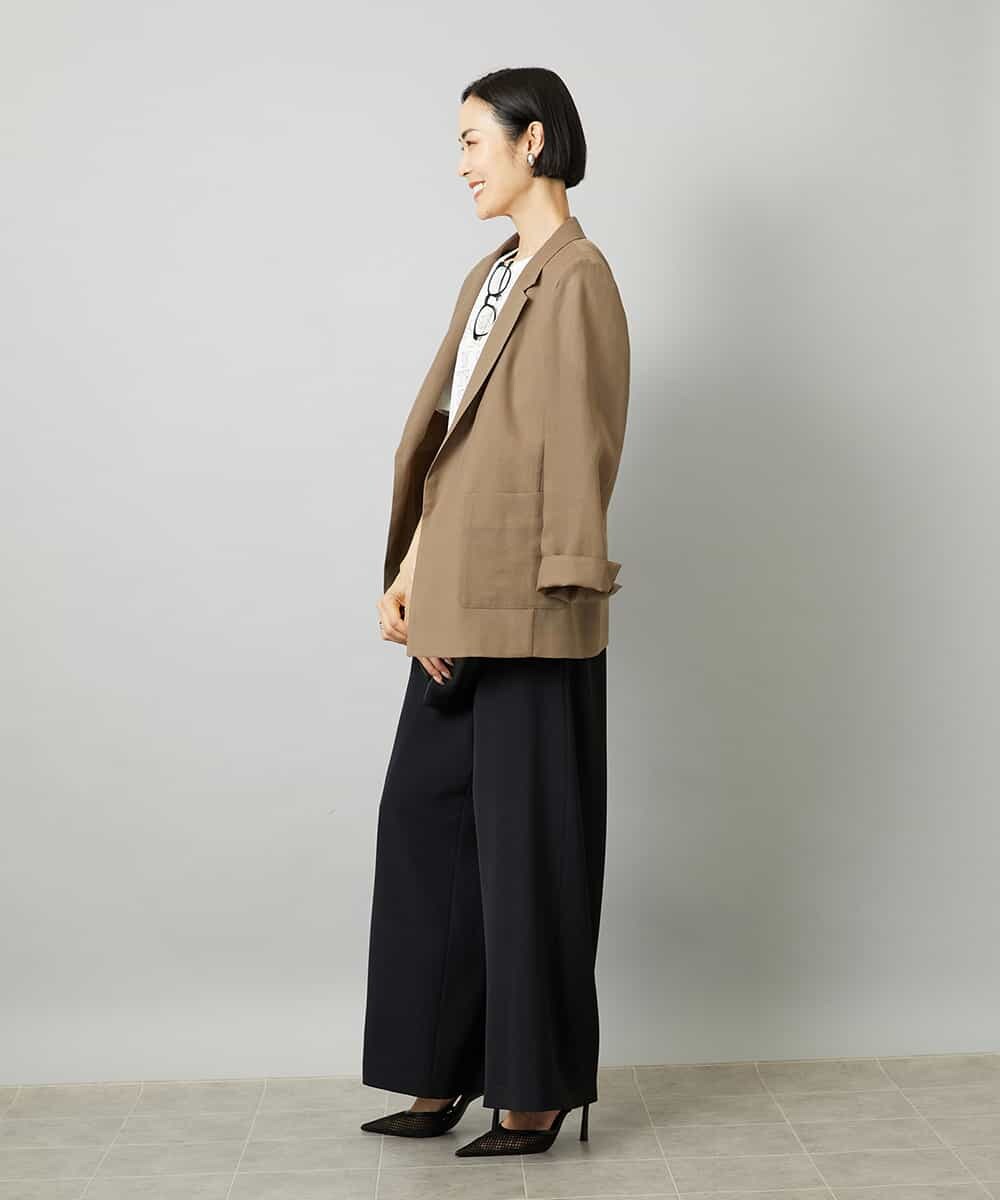 F6LHD02280 MICHEL KLEIN(小さいサイズ)(メゾン ドゥ サンク) [小さいサイズ][リラックスボトム]ドローストリング ワイドパンツ カーキ