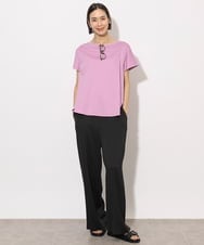 F6LJA02210 MICHEL KLEIN(小さいサイズ)(メゾン ドゥ サンク) [小さいサイズ]サテンワイドパンツ(セットアップ対応) ブラック