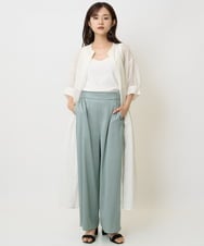 F6LJA02210 MICHEL KLEIN(小さいサイズ)(メゾン ドゥ サンク) [小さいサイズ]サテンワイドパンツ(セットアップ対応) ブラック