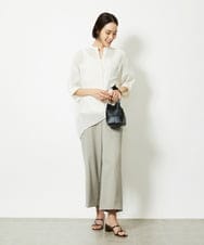 F6LJA08180 MICHEL KLEIN(小さいサイズ)(メゾン ドゥ サンク) ［小さいサイズ］ツイルストレッチワイドパンツ ベージュ