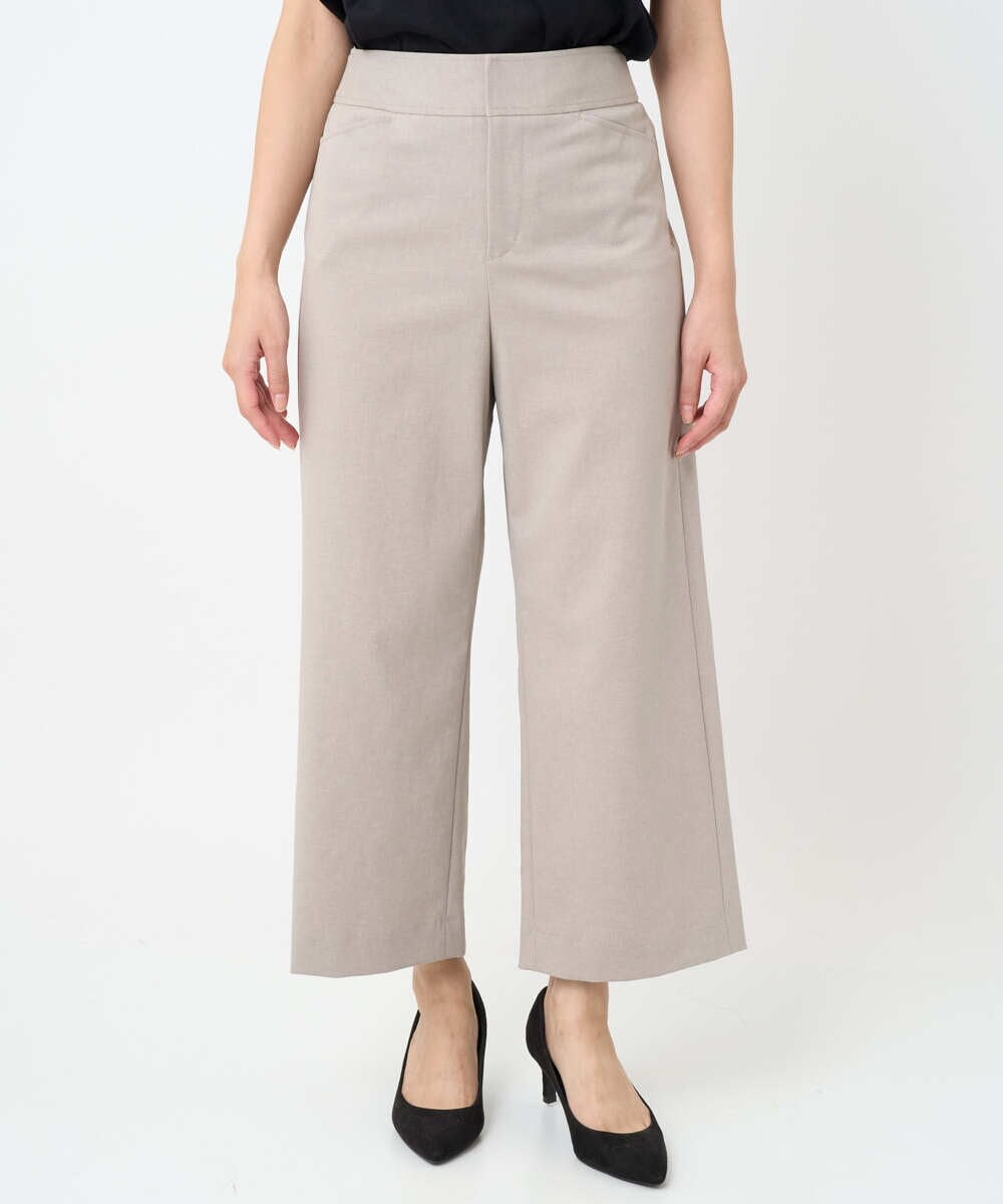 F6LJA08180 MICHEL KLEIN(小さいサイズ)(メゾン ドゥ サンク) ［小さいサイズ］ツイルストレッチワイドパンツ ベージュ