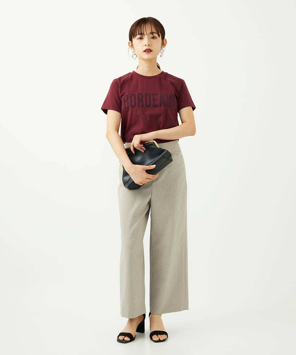 F6LJA08180 MICHEL KLEIN(小さいサイズ)(メゾン ドゥ サンク) ［小さいサイズ］ツイルストレッチワイドパンツ ベージュ