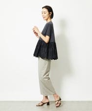 F6LJA08180 MICHEL KLEIN(小さいサイズ)(メゾン ドゥ サンク) ［小さいサイズ］ツイルストレッチワイドパンツ ベージュ