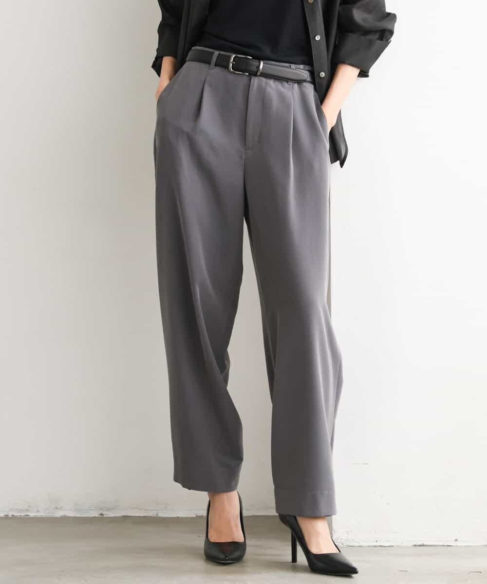F6LJD02240 MICHEL KLEIN(小さいサイズ)(メゾン ドゥ サンク) 【小さいサイズ】[2WAY]ピーチタッチワイドパンツ ダークグレー