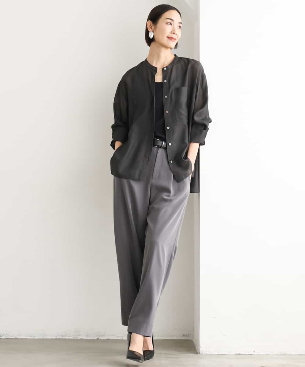 F6LJD02240 MICHEL KLEIN(小さいサイズ)(メゾン ドゥ サンク) 【小さいサイズ】[2WAY]ピーチタッチワイドパンツ ダークグレー
