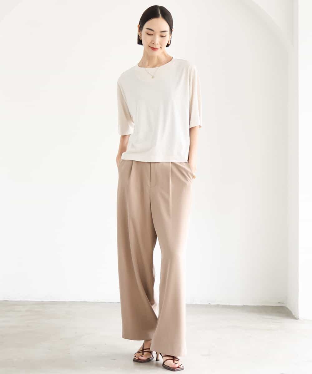 F6LJD02240 MICHEL KLEIN(小さいサイズ)(メゾン ドゥ サンク) 【小さいサイズ】[2WAY]ピーチタッチワイドパンツ ダークグレー