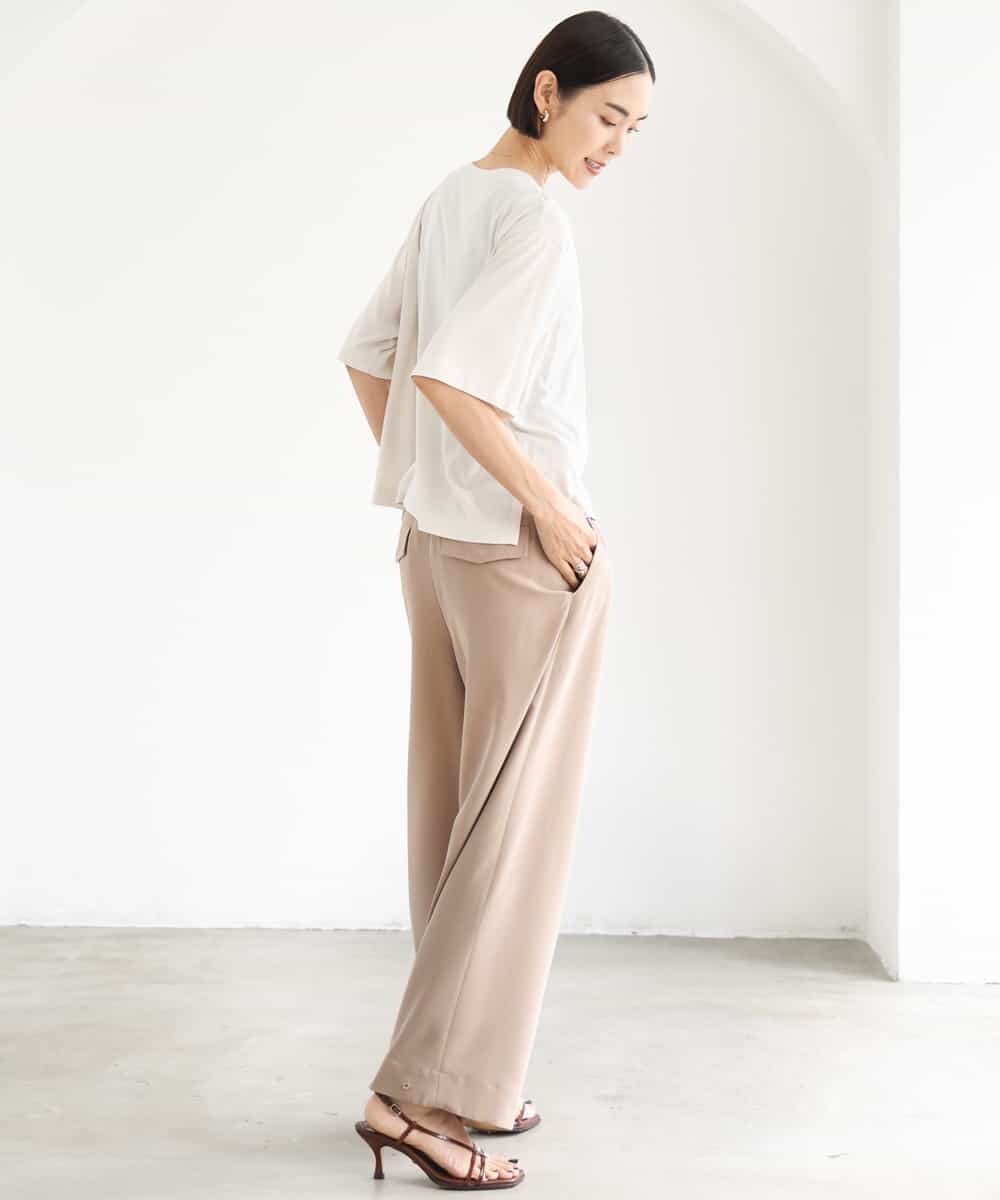 F6LJD02240 MICHEL KLEIN(小さいサイズ)(メゾン ドゥ サンク) 【小さいサイズ】[2WAY]ピーチタッチワイドパンツ ダークグレー
