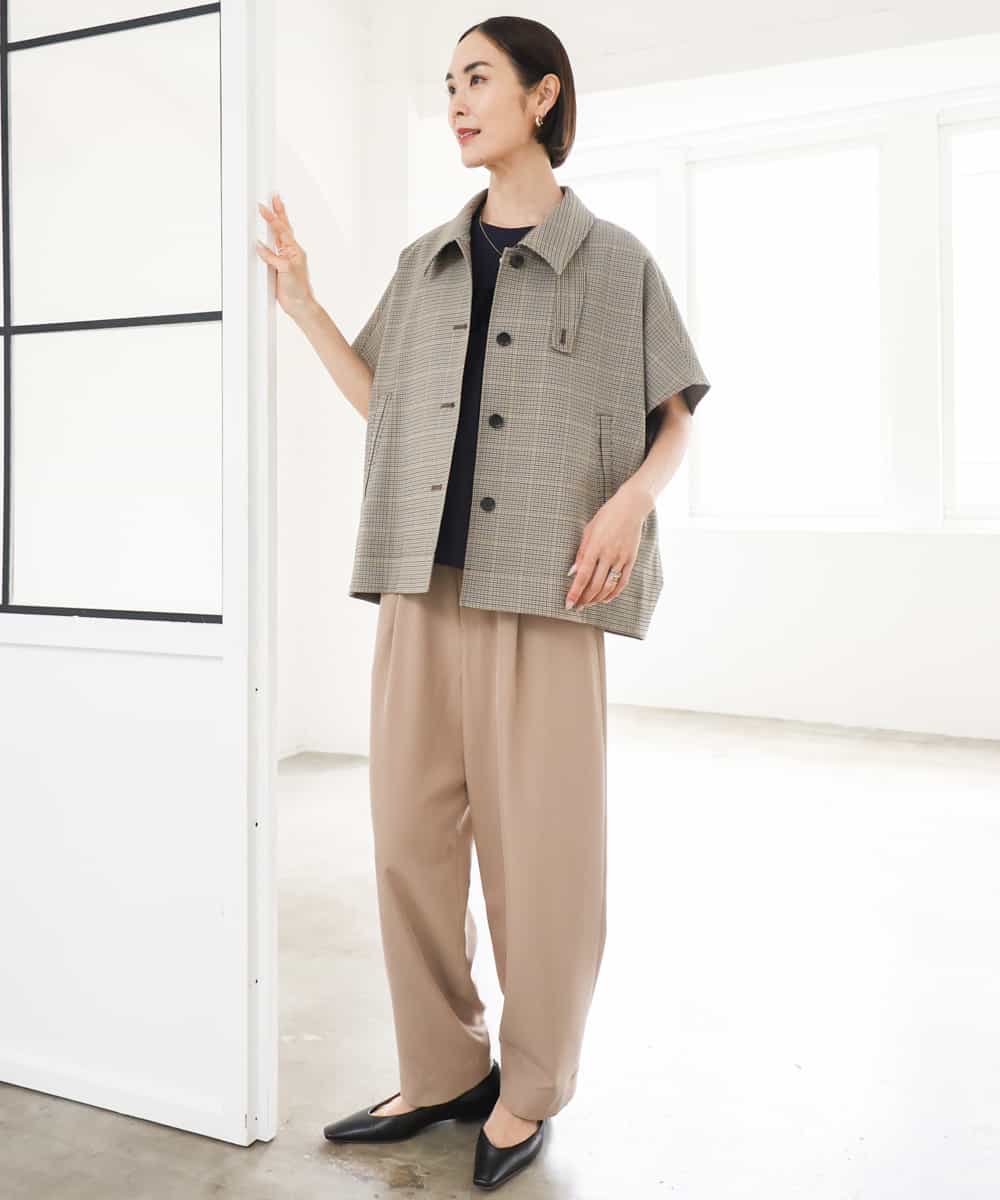 F6LJD02240 MICHEL KLEIN(小さいサイズ)(メゾン ドゥ サンク) 【小さいサイズ】[2WAY]ピーチタッチワイドパンツ ダークグレー
