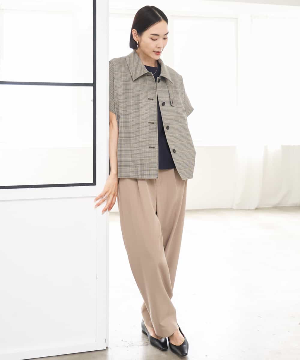 F6LJD02240 MICHEL KLEIN(小さいサイズ)(メゾン ドゥ サンク) 【小さいサイズ】[2WAY]ピーチタッチワイドパンツ ダークグレー