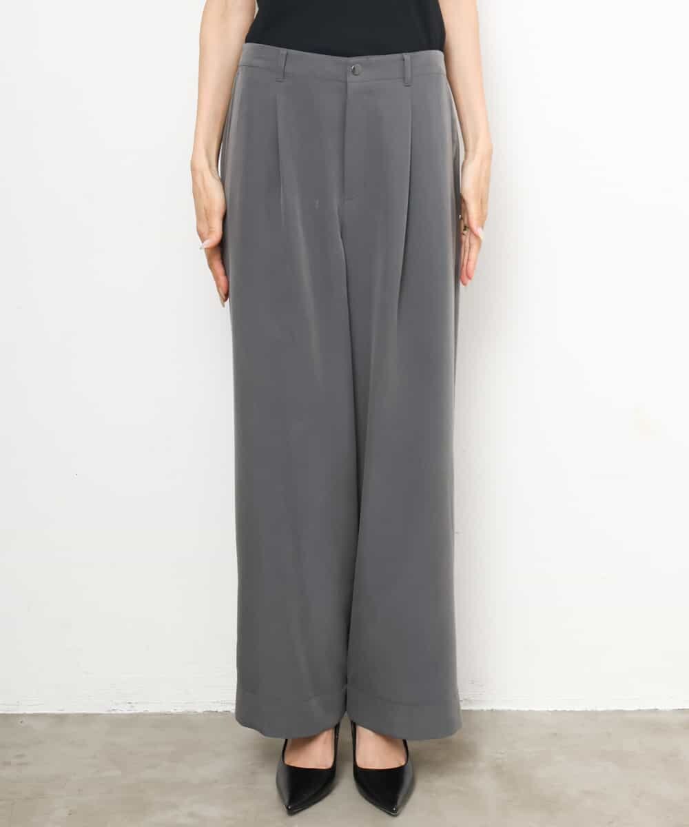 F6LJD02240 MICHEL KLEIN(小さいサイズ)(メゾン ドゥ サンク) 【小さいサイズ】[2WAY]ピーチタッチワイドパンツ ダークグレー
