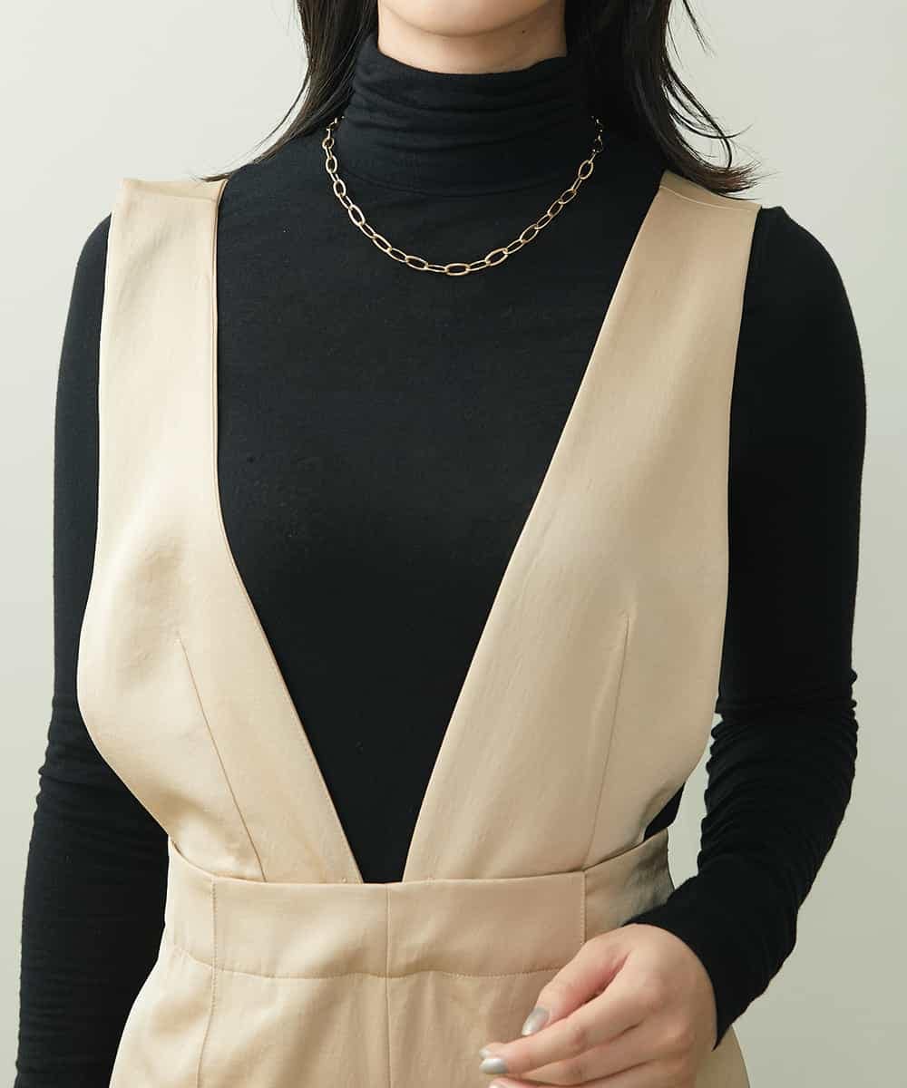 F6LJP21230 MICHEL KLEIN(小さいサイズ)(メゾン ドゥ サンク) [小さいサイズ]ライトサテン2WAYサロペット ベージュ(82)