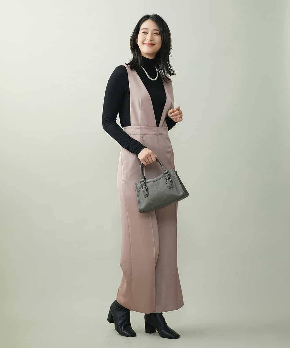 F6LJP21230 MICHEL KLEIN(小さいサイズ)(メゾン ドゥ サンク) [小さいサイズ]ライトサテン2WAYサロペット ベージュ(82)
