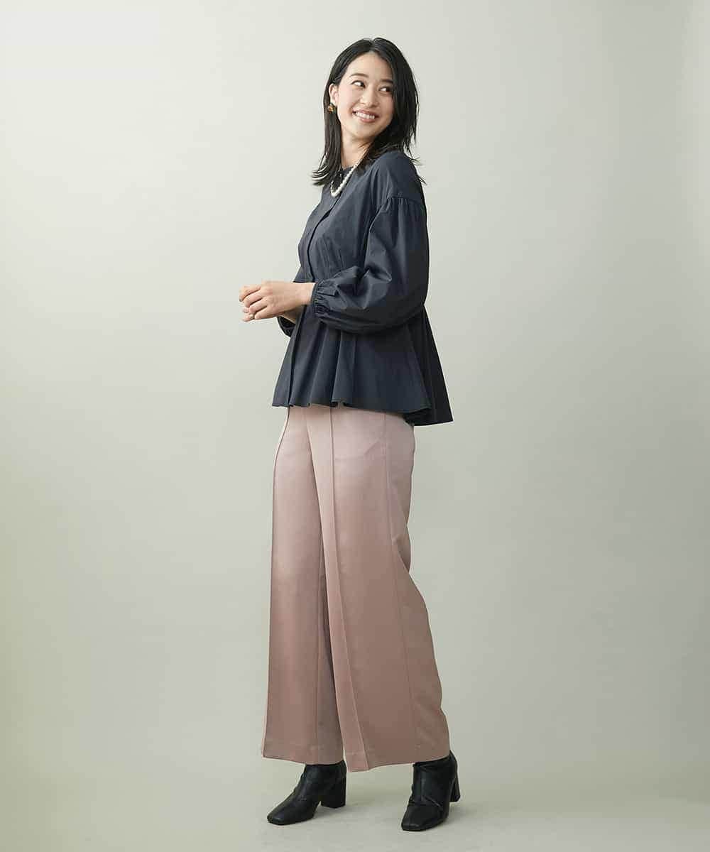 F6LJP21230 MICHEL KLEIN(小さいサイズ)(メゾン ドゥ サンク) [小さいサイズ]ライトサテン2WAYサロペット ベージュ(82)
