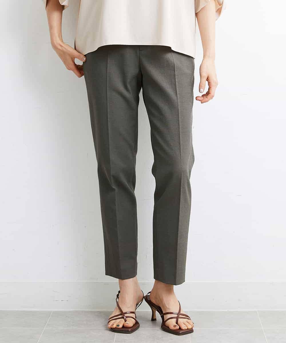 小さいサイズ]ストレッチテーパードパンツ（定番素材）(クロップド