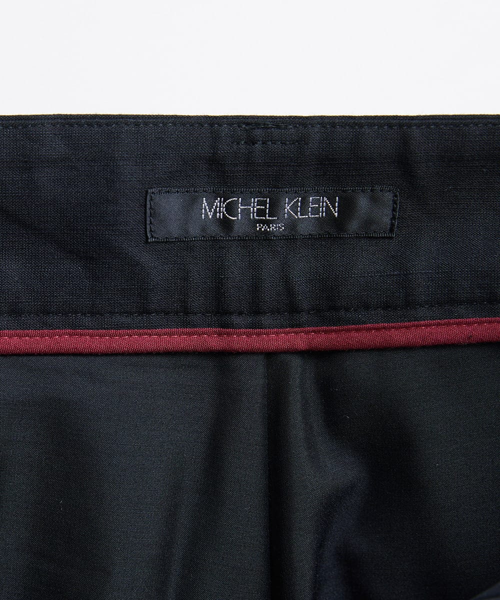 F6LJS05230 MICHEL KLEIN(小さいサイズ)(メゾン ドゥ サンク) [小さいサイズ]ストレッチリネンワイドパンツ（YURI KOBAYASHIコラボ/セットアップ対応） ネイビー(57)