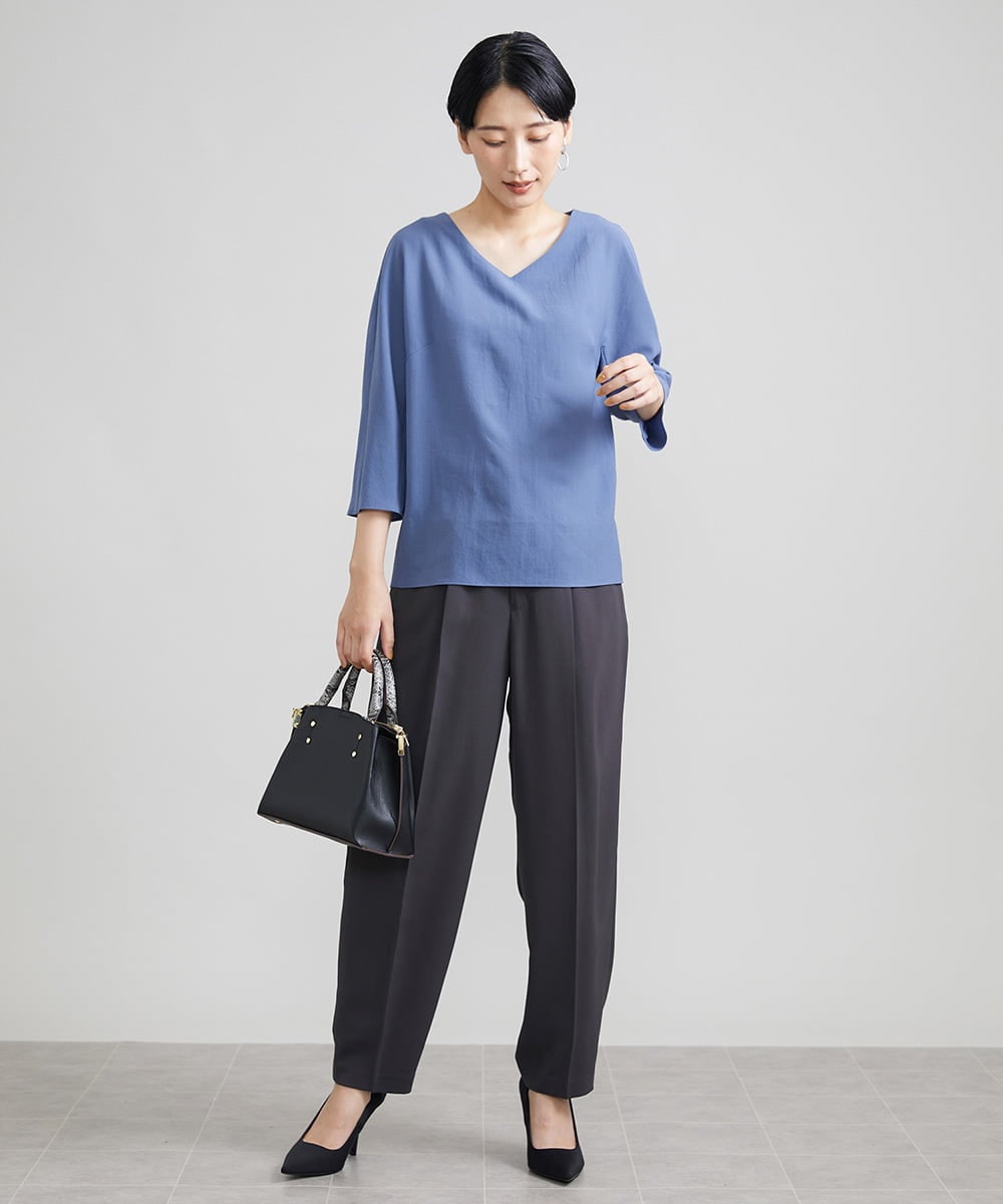F6LJS20230 MICHEL KLEIN(小さいサイズ)(メゾン ドゥ サンク) [小さいサイズ]ハイウエストバレルパンツ ダークグレー(93)