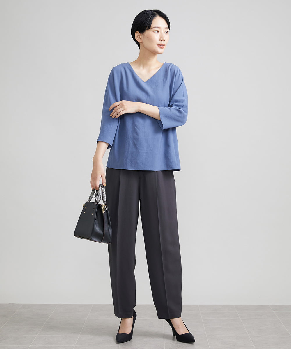 F6LJS20230 MICHEL KLEIN(小さいサイズ)(メゾン ドゥ サンク) [小さいサイズ]ハイウエストバレルパンツ ダークグレー(93)