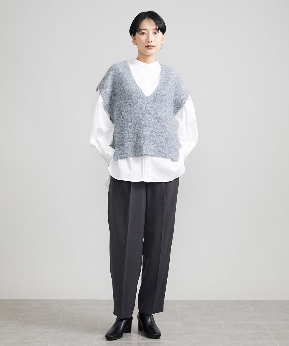 F6LJS20230 MICHEL KLEIN(小さいサイズ)(メゾン ドゥ サンク) [小さいサイズ]ハイウエストバレルパンツ ダークグレー(93)