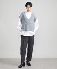 F6LJS20230 MICHEL KLEIN(小さいサイズ)(メゾン ドゥ サンク) [小さいサイズ]ハイウエストバレルパンツ ダークグレー(93)