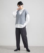 F6LJS20230 MICHEL KLEIN(小さいサイズ)(メゾン ドゥ サンク) [小さいサイズ]ハイウエストバレルパンツ ダークグレー(93)