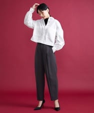 F6LJS20230 MICHEL KLEIN(小さいサイズ)(メゾン ドゥ サンク) [小さいサイズ]ハイウエストバレルパンツ ダークグレー(93)