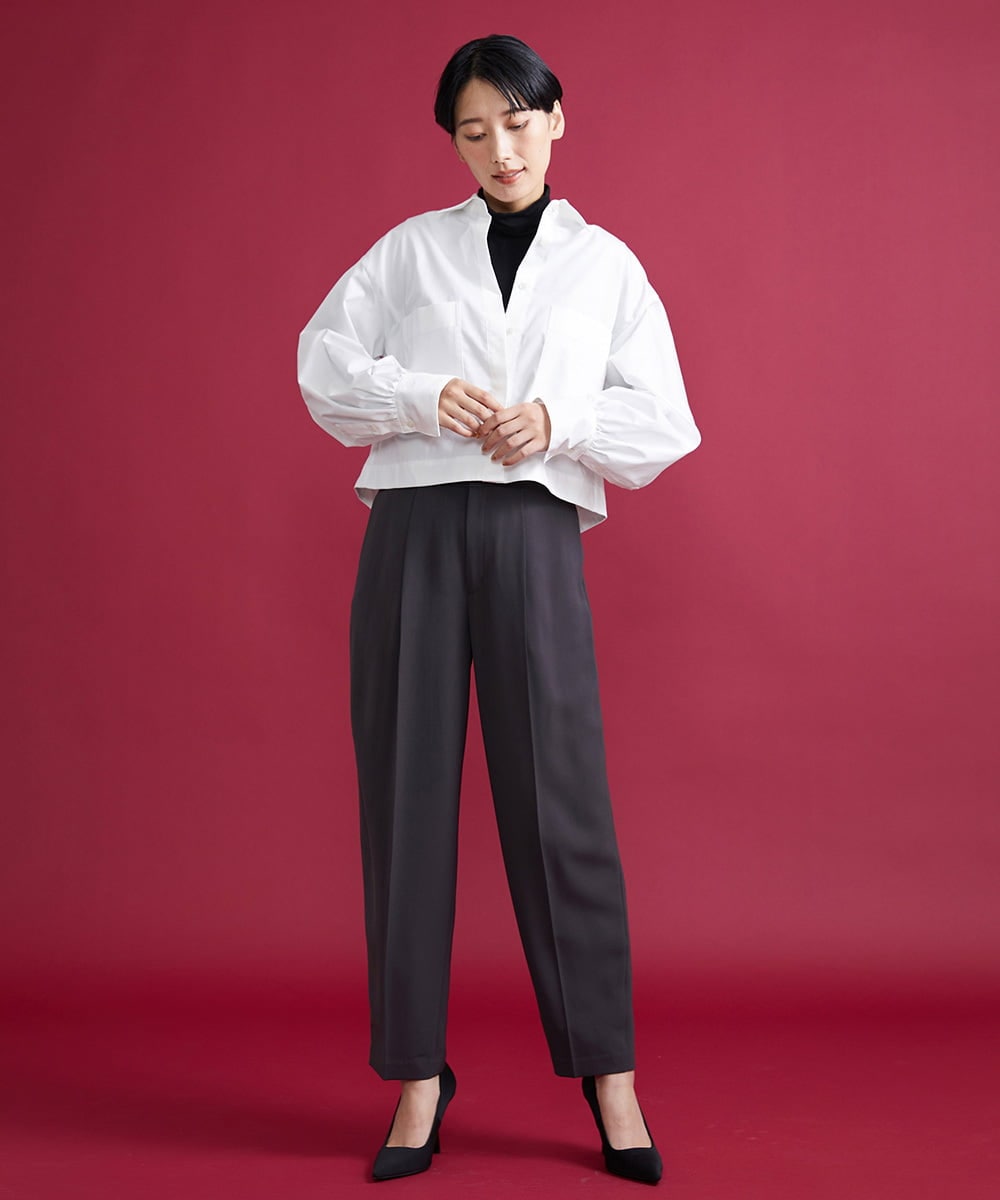 F6LJS20230 MICHEL KLEIN(小さいサイズ)(メゾン ドゥ サンク) [小さいサイズ]ハイウエストバレルパンツ ダークグレー(93)