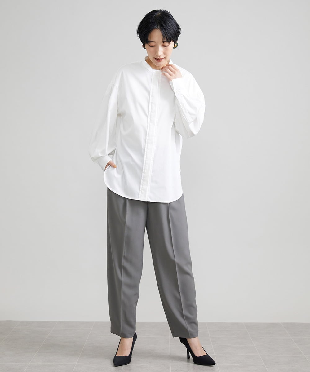F6LJS20230 MICHEL KLEIN(小さいサイズ)(メゾン ドゥ サンク) [小さいサイズ]ハイウエストバレルパンツ ダークグレー(93)