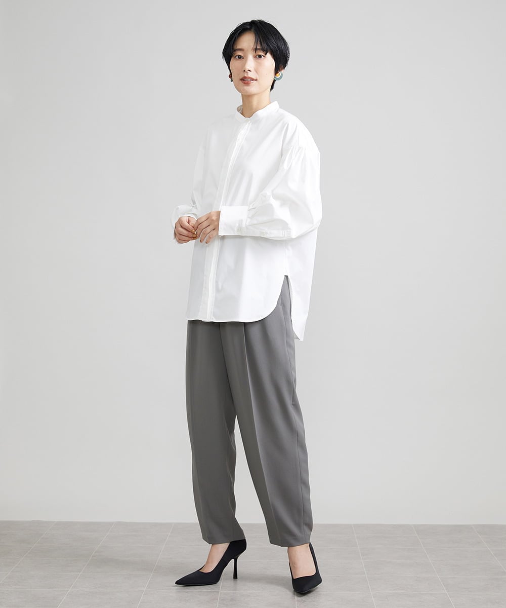 F6LJS20230 MICHEL KLEIN(小さいサイズ)(メゾン ドゥ サンク) [小さいサイズ]ハイウエストバレルパンツ ダークグレー(93)