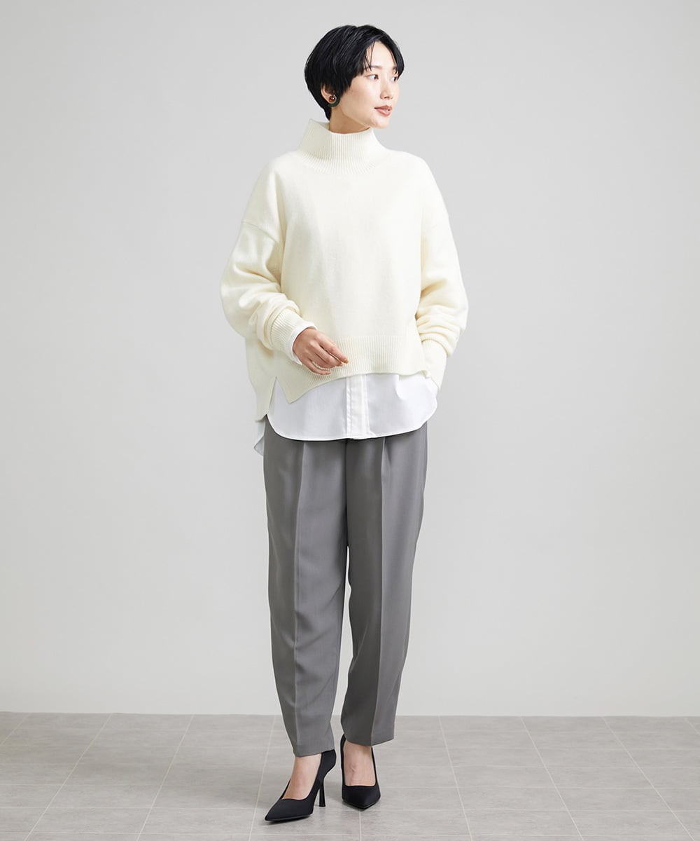F6LJS20230 MICHEL KLEIN(小さいサイズ)(メゾン ドゥ サンク) [小さいサイズ]ハイウエストバレルパンツ ダークグレー(93)