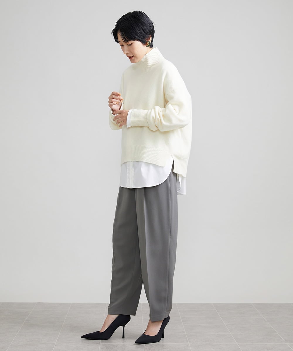 F6LJS20230 MICHEL KLEIN(小さいサイズ)(メゾン ドゥ サンク) [小さいサイズ]ハイウエストバレルパンツ ダークグレー(93)