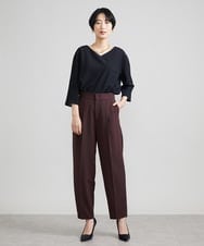 F6LJS20230 MICHEL KLEIN(小さいサイズ)(メゾン ドゥ サンク) [小さいサイズ]ハイウエストバレルパンツ ダークグレー(93)