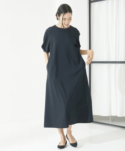 F6PAA21259 MICHEL KLEIN(小さいサイズ) [小さいサイズ]ボリュームスリーブポンチワンピース