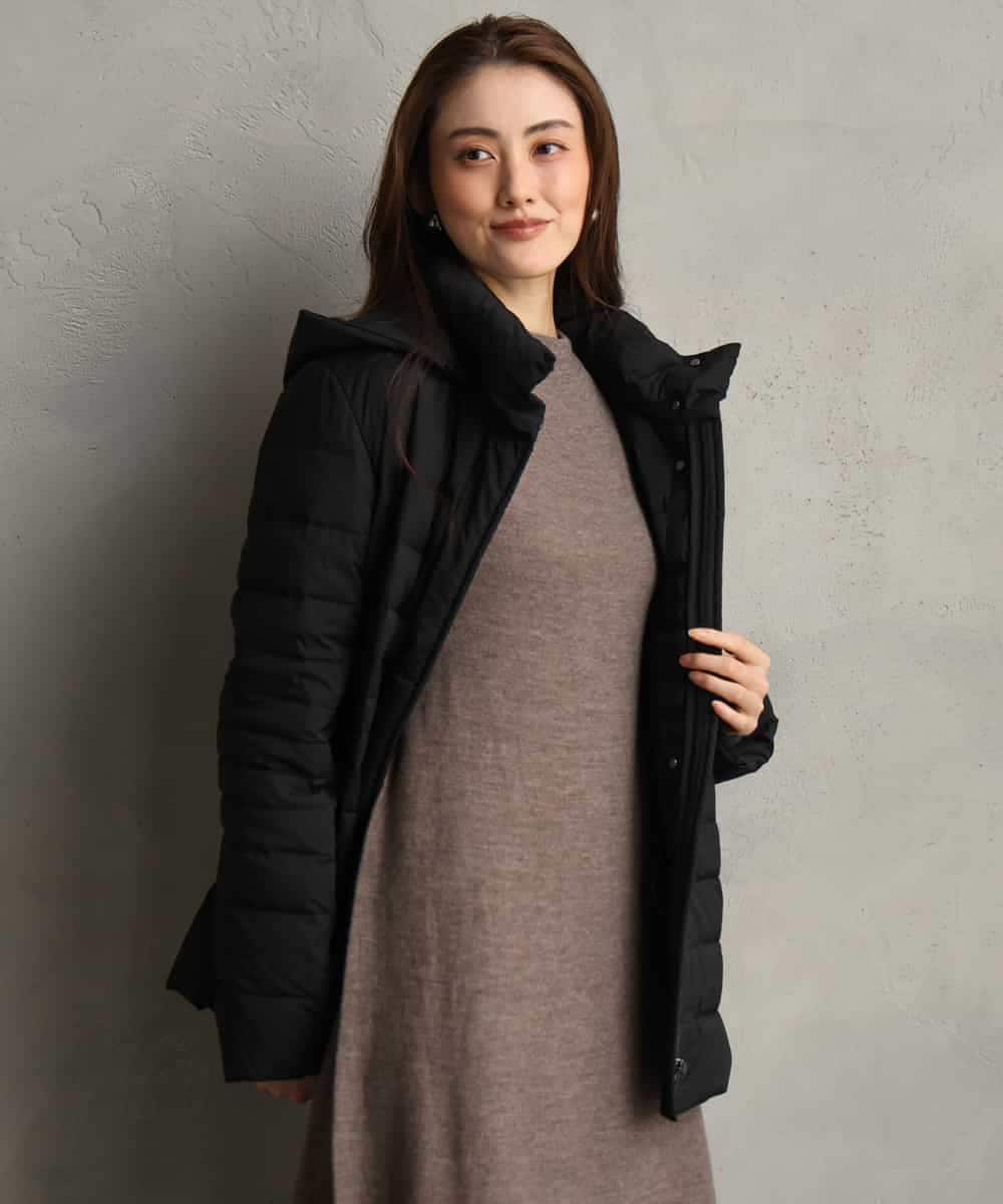F6PAG50290 MICHEL KLEIN(小さいサイズ)(メゾン ドゥ サンク) [小さいサイズ]ホールガーメント(R)バイカラーニットワンピース ネイビー