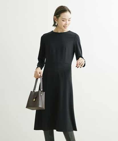 F6PDS03230  [小さいサイズ]ストレッチポンチフレアワンピース