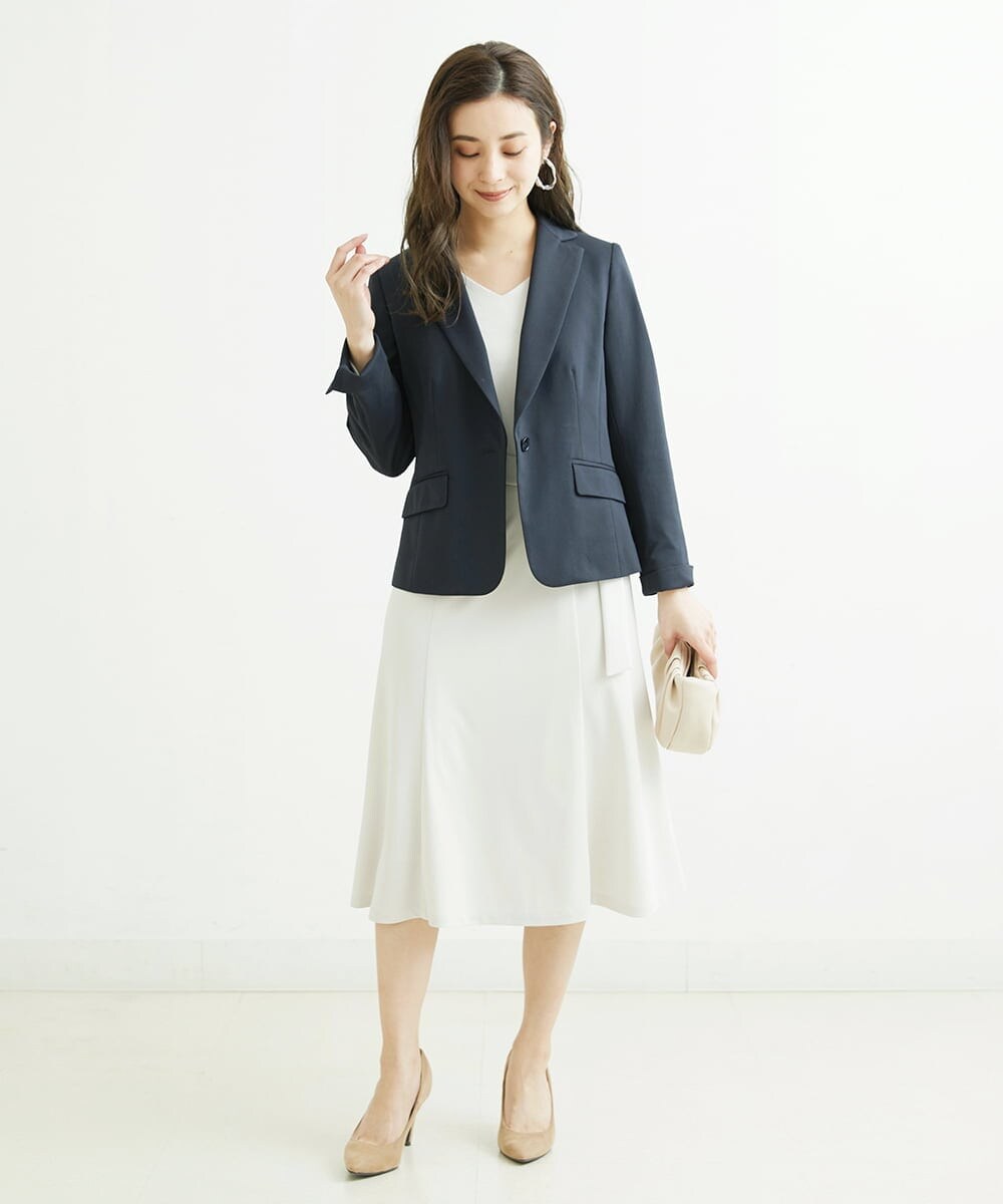 F6PDS04300 MICHEL KLEIN(小さいサイズ)(メゾン ドゥ サンク) [小さいサイズ]2WAY Vネックジャージーワンピース ネイビー(57)