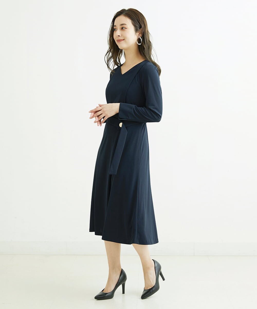 F6PDS04300 MICHEL KLEIN(小さいサイズ)(メゾン ドゥ サンク) [小さいサイズ]2WAY Vネックジャージーワンピース ネイビー(57)