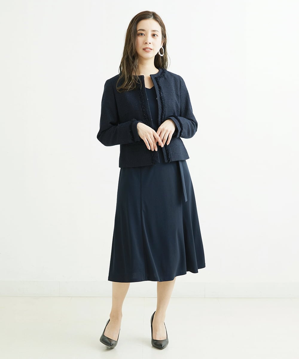F6PDS04300 MICHEL KLEIN(小さいサイズ)(メゾン ドゥ サンク) [小さいサイズ]2WAY Vネックジャージーワンピース ネイビー(57)