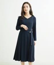 F6PDS04300 MICHEL KLEIN(小さいサイズ)(メゾン ドゥ サンク) [小さいサイズ]2WAY Vネックジャージーワンピース ネイビー(57)